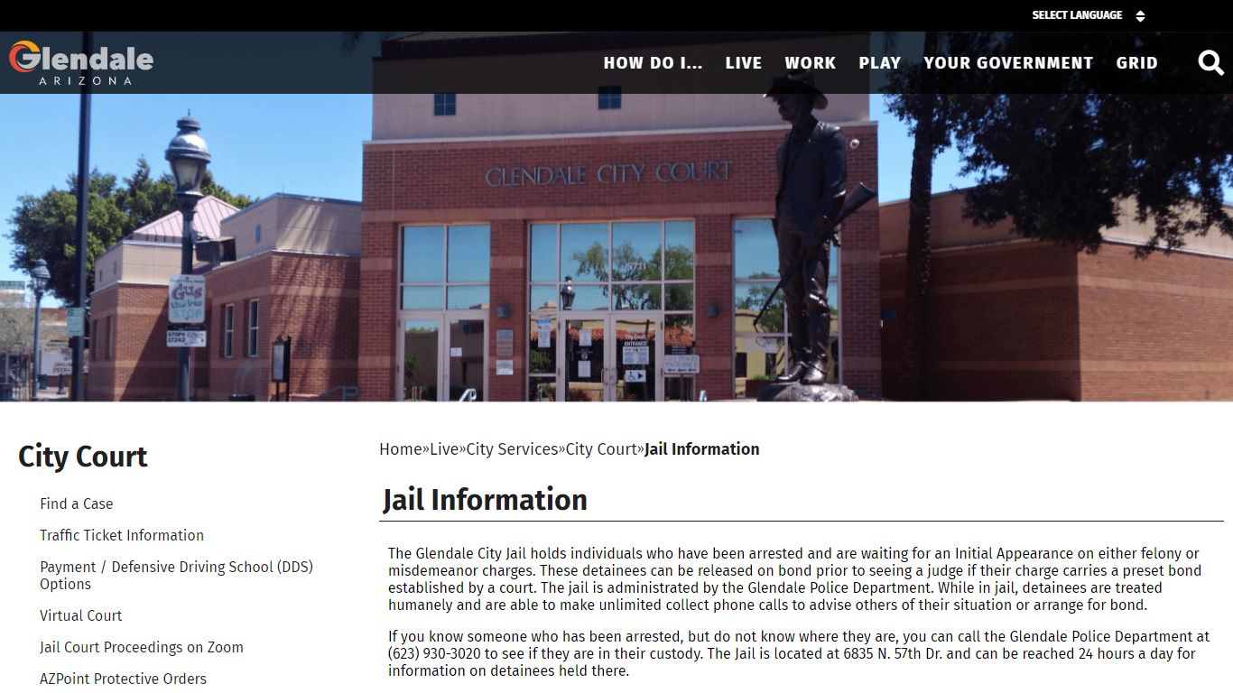 Jail Information - City of Glendale